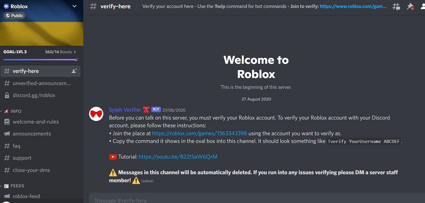 Roblox's official server (Image via Discord)