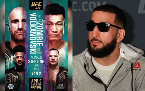 Official UFC 273 poster (left), Belal Muhammad (right)