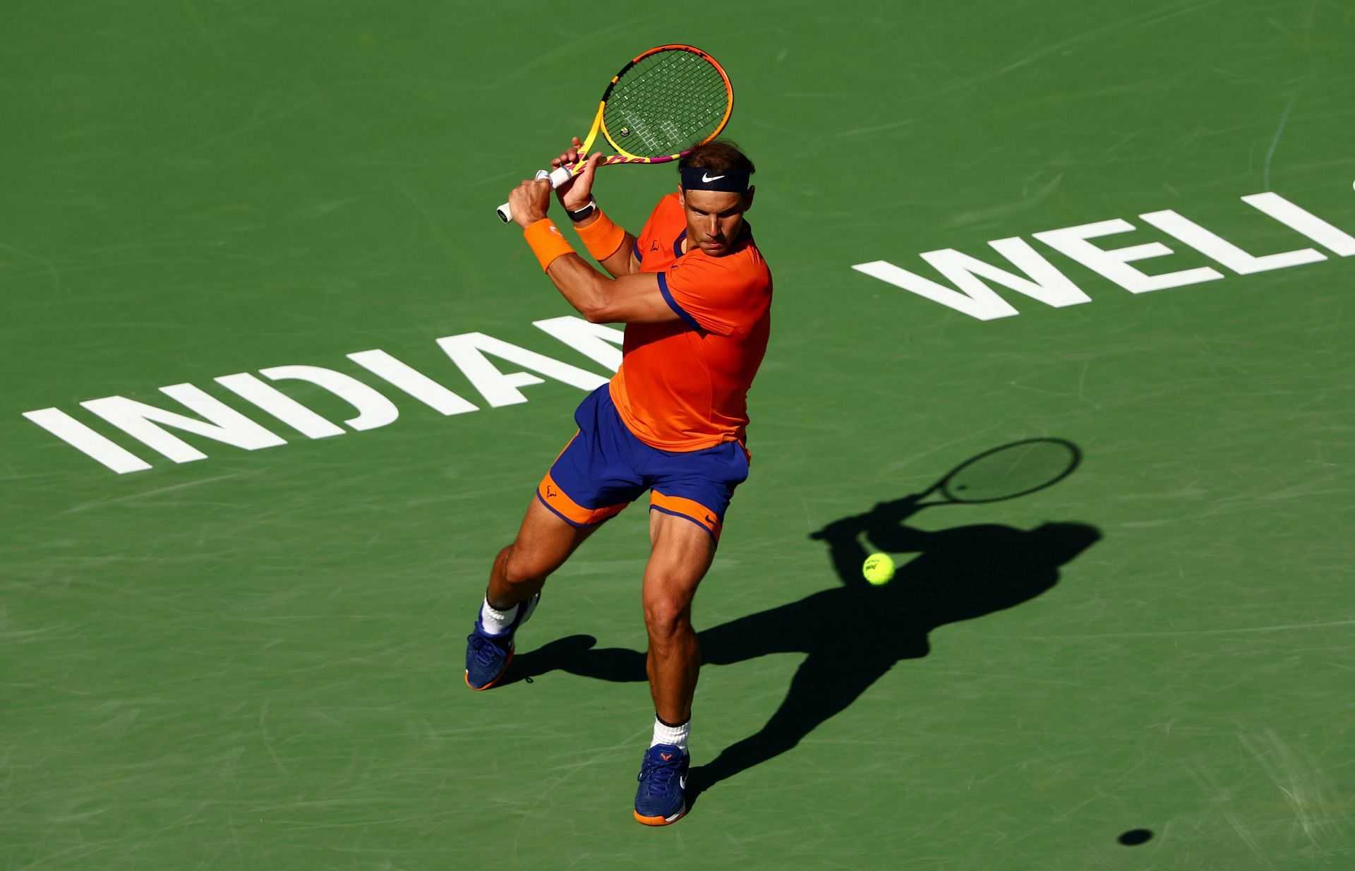 Rafael Nadal suffered a rib stress fracture during the Indian Wells Masterser caption