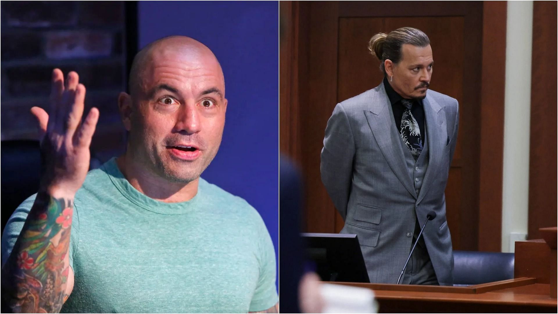 Joe Rogan opens up about Johnny Depp trial (Image via Vivian Zink/Syfy/NBCU Photo Bank/NBCUniversal/Getty Images, and Velyn Hockstein/POOL/AFP/Getty Images)