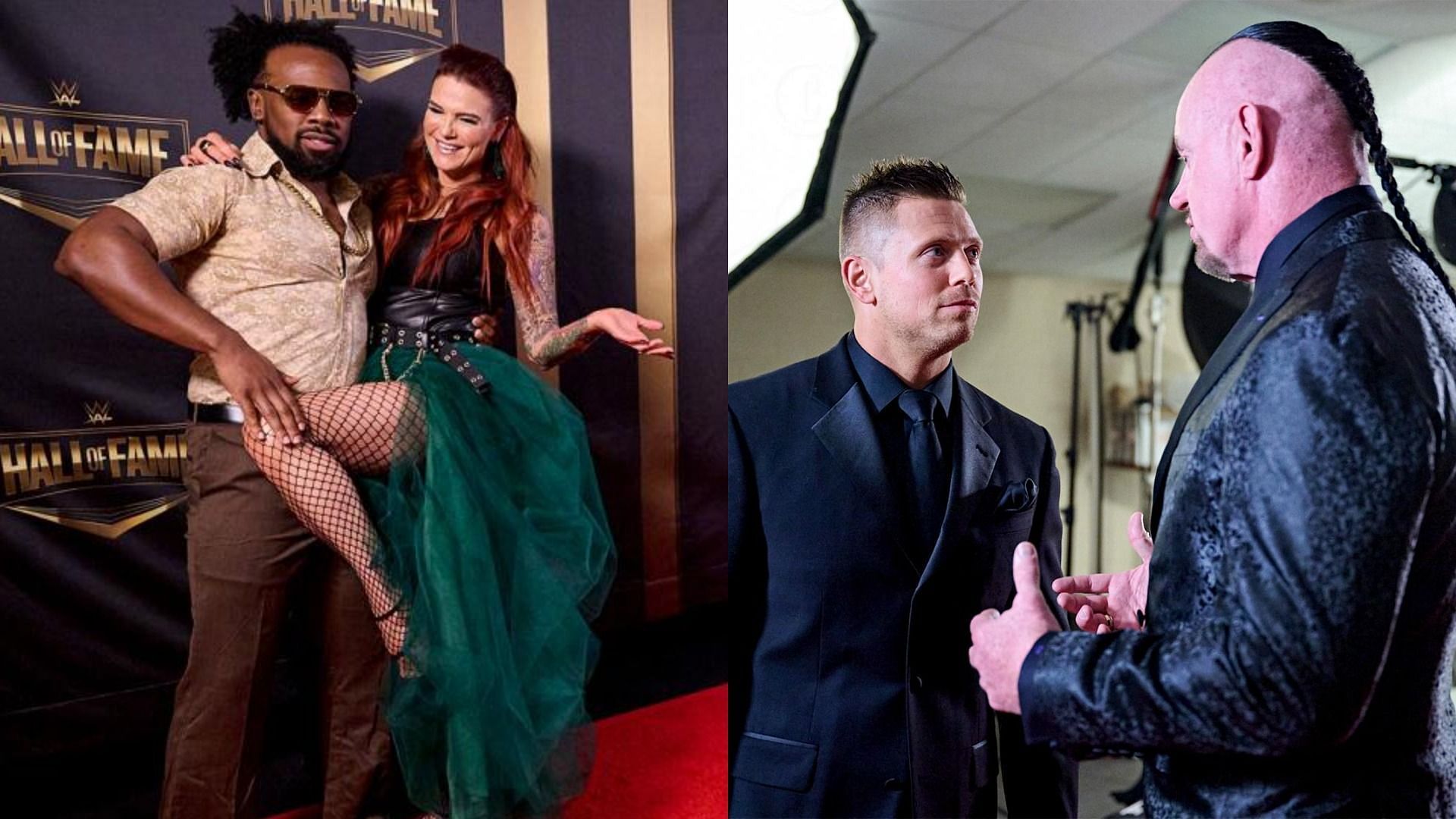 Xavier Woods and Lita (left); The Miz and The Undertaker (right)