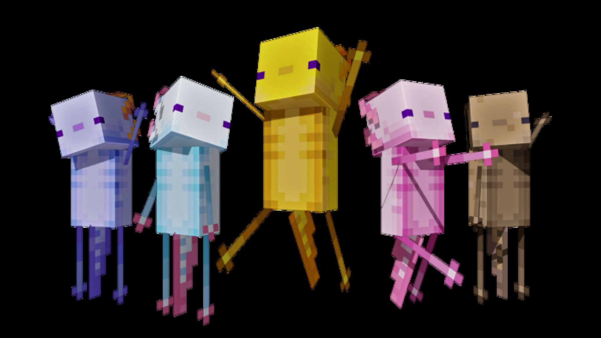 Become a lovable axolotl with this skin pack (Image via SirDylanElBig09/Mcpedl)