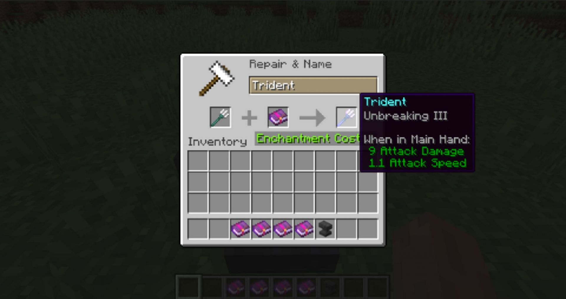 Unbreaking works the same as it would on other items, but it&#039;s still great for tridents (Image via Mojang)