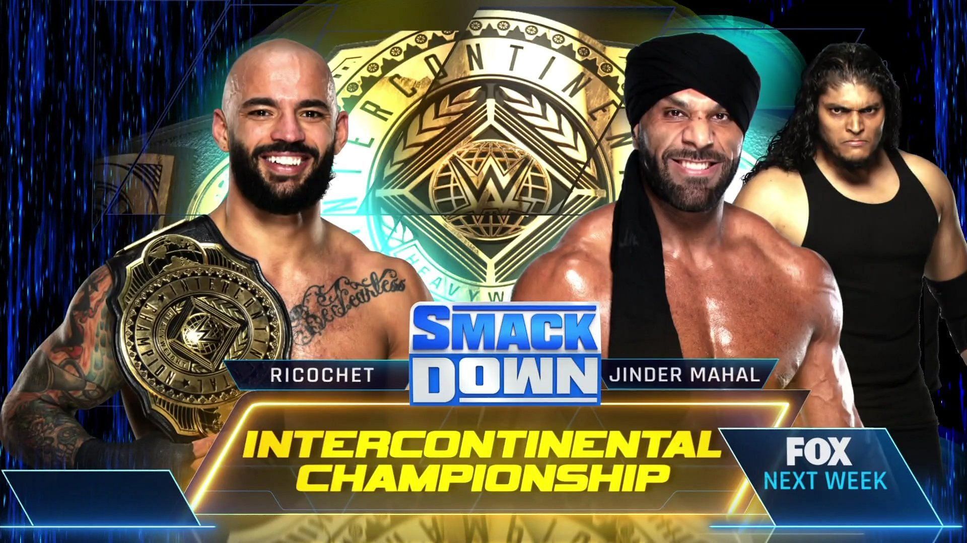Ricochet will defend the WWE Intercontinental Championship against Jinder Mahal on SmackDown