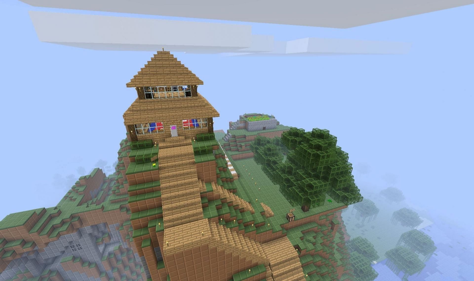 A peak house can overlook some truly breathtaking views (Image via Mojang || Alisparrowxx/Minecraft Forum)