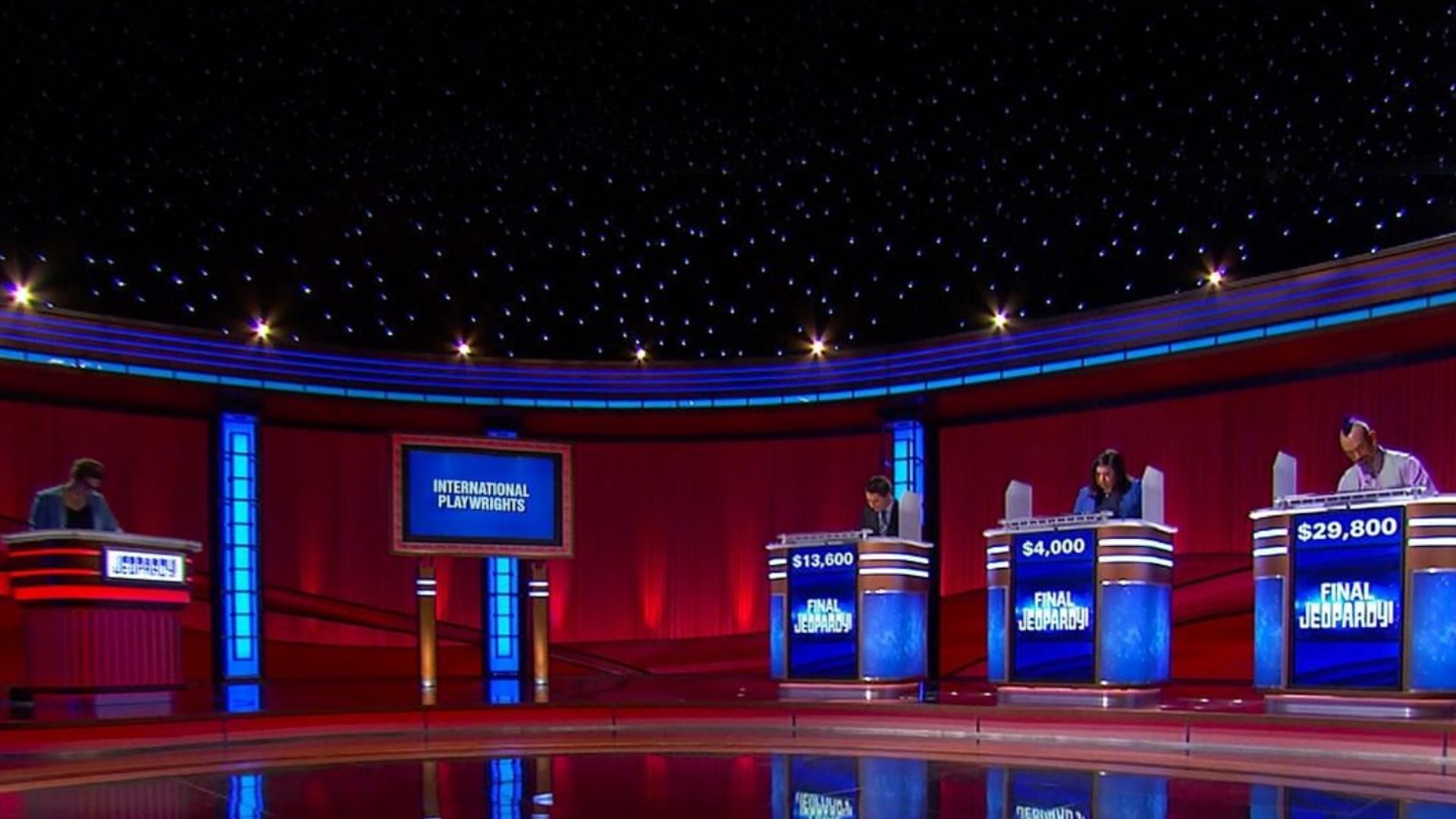 The onscreen set of Jeopardy (Image via @jeopardy/Instagram)