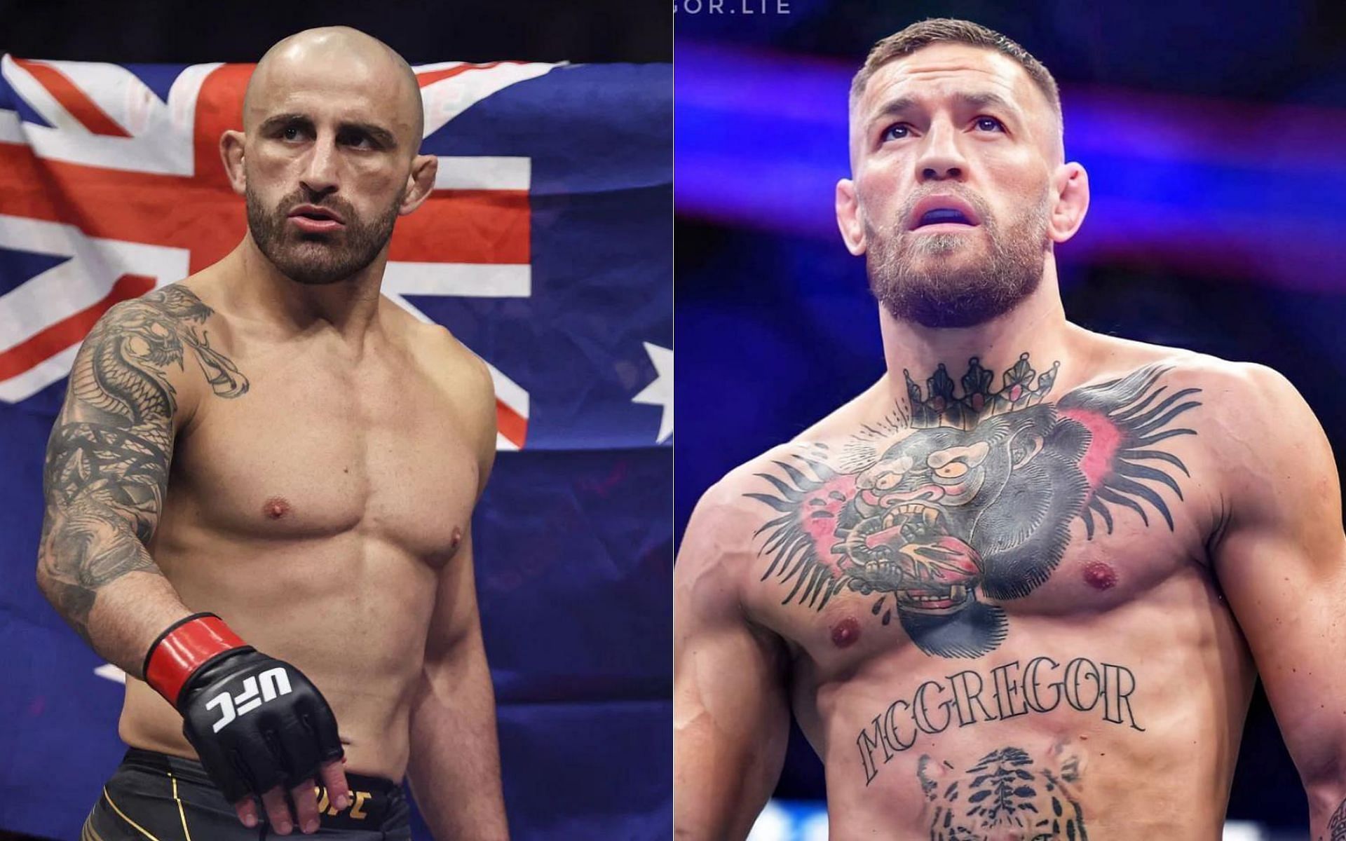 Alexander Volkanovski (left) and Conor McGregor (right)