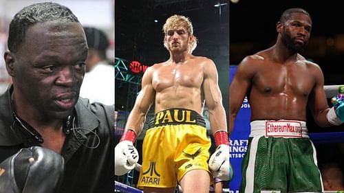 [L-R] Jeff Mayweather, Logan Paul and Floyd Mayweather