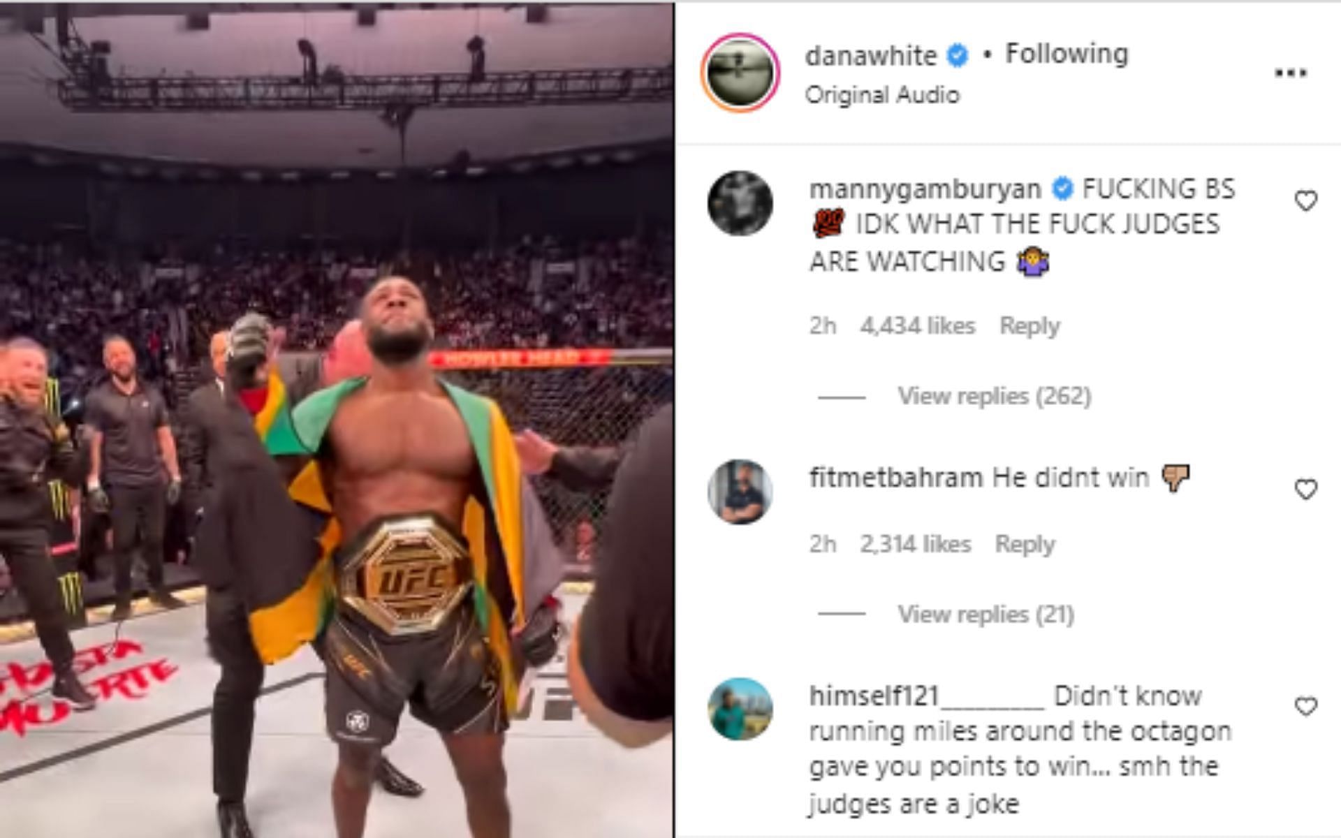 MMA fans show their discontentment with the UFC 273 co-main event result