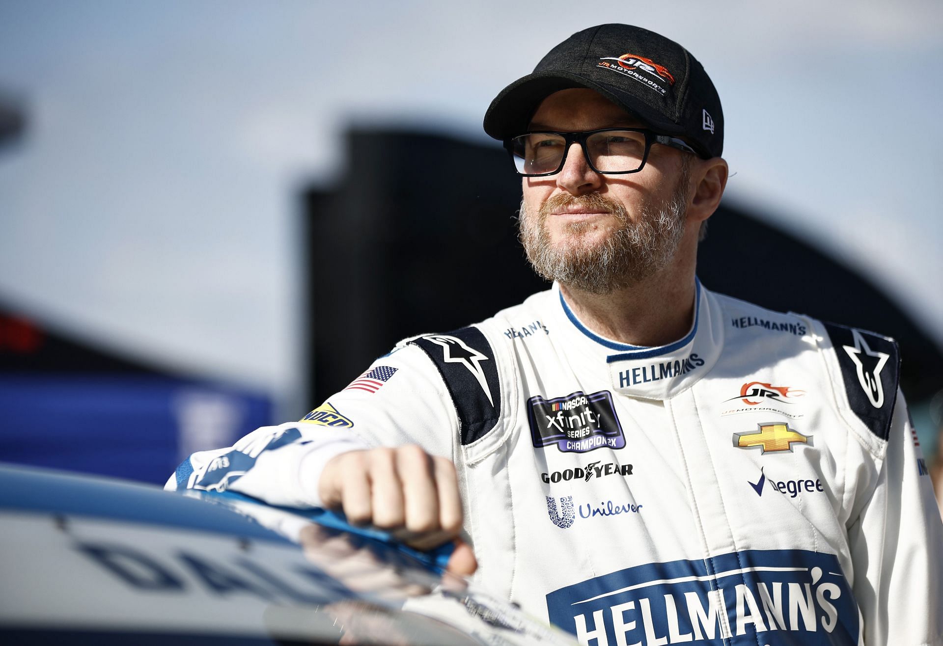 Dale Earnhardt Jr. during practice for the 2022 NASCAR Xfinity Series Call 811 Before You Dig 250 powered by Call 811.com at Martinsville Speedway in Virginia. (Photo by Jared C. Tilton/Getty Images)