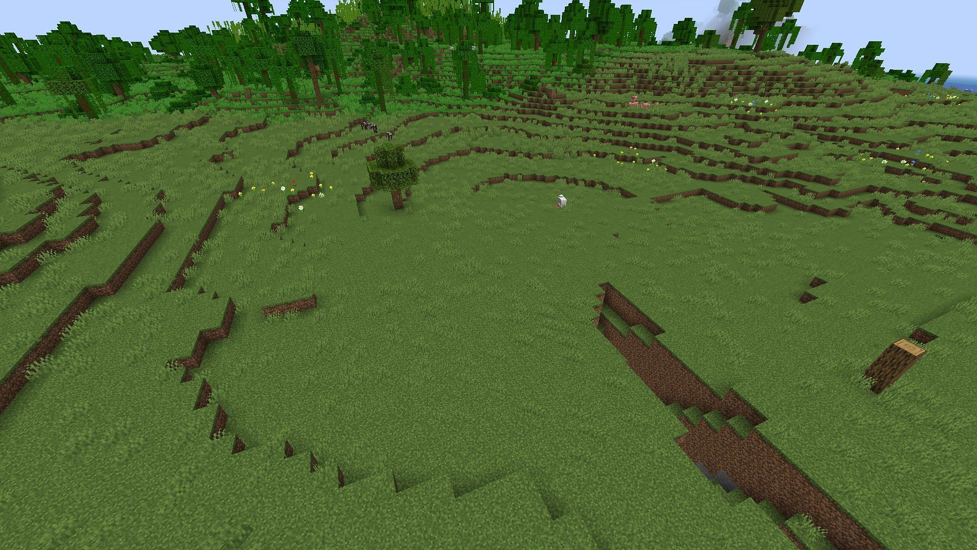 An open planes biome, a good location for the farm (Image via Minecraft)
