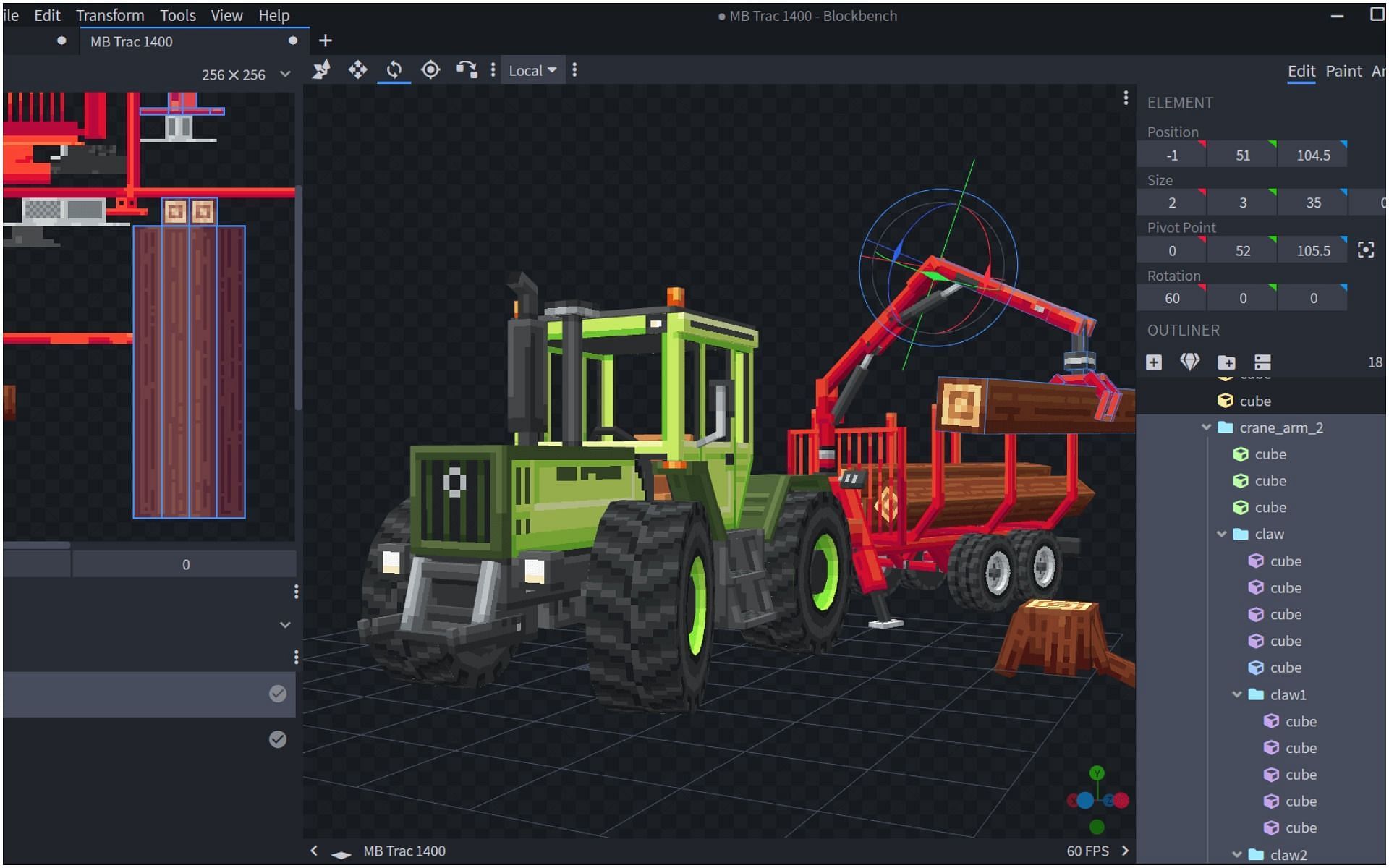 Making a tractor model in Blockbench (Image via Blockbench.net)
