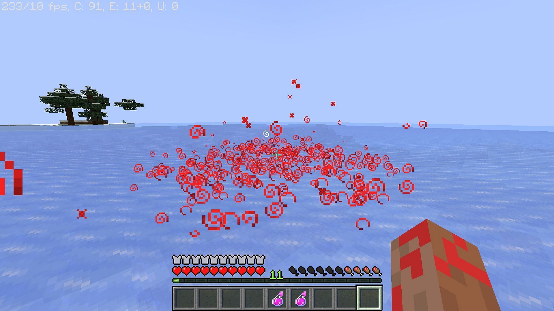 Lingering effect on an area affects entities in it (Image via Minecraft)