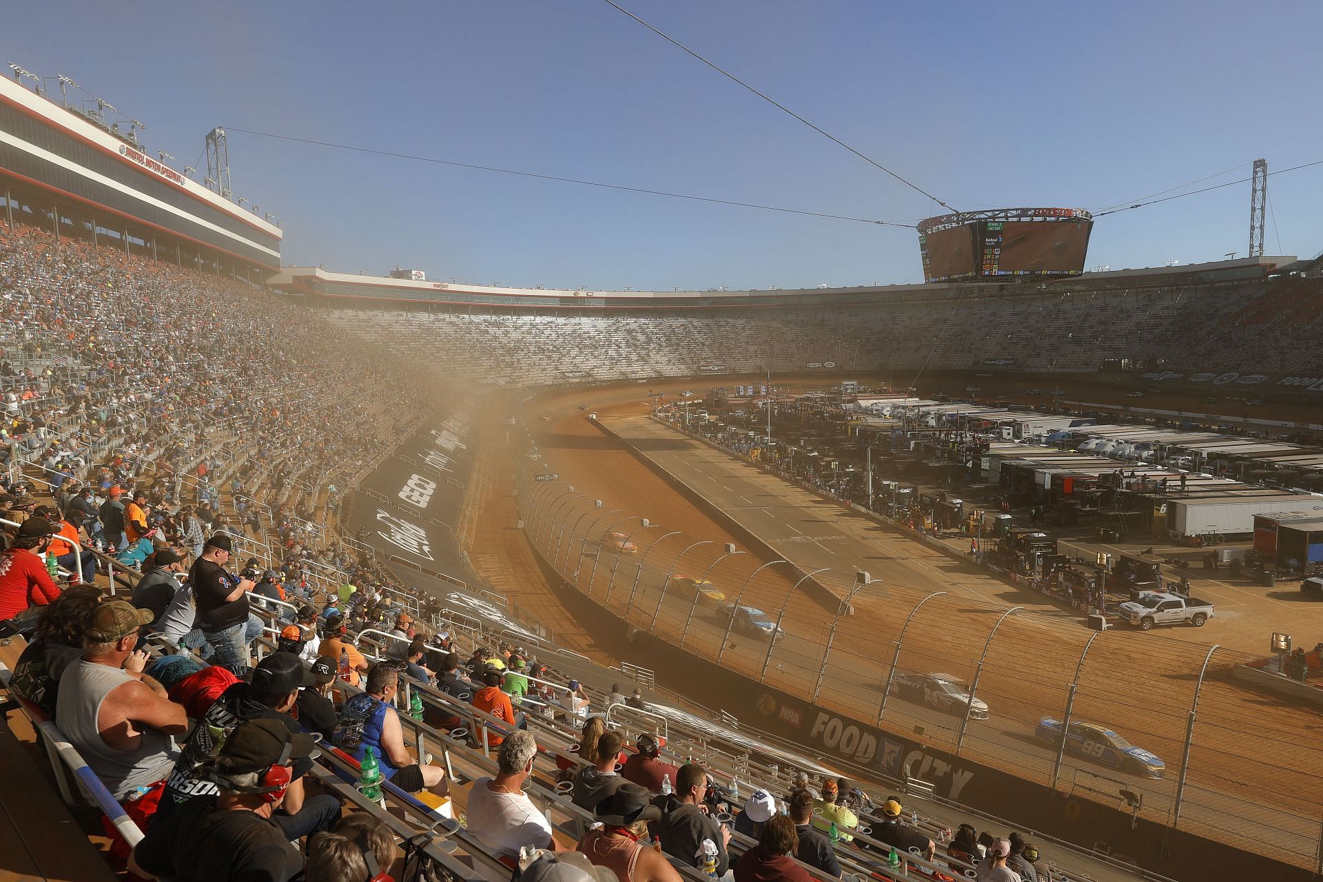 A general view of the 2021 NASCAR Cup Series Food City Dirt Race at Bristol Motor Speedway in Tennessee. (Photo by Jared C. Tilton/Getty Images)