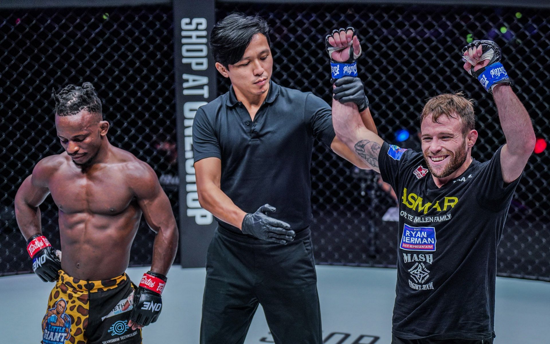Jarred Brooks (R) got the win over Bokang Masunyane (L) at ONE 156. | [Photo: ONE Championship]