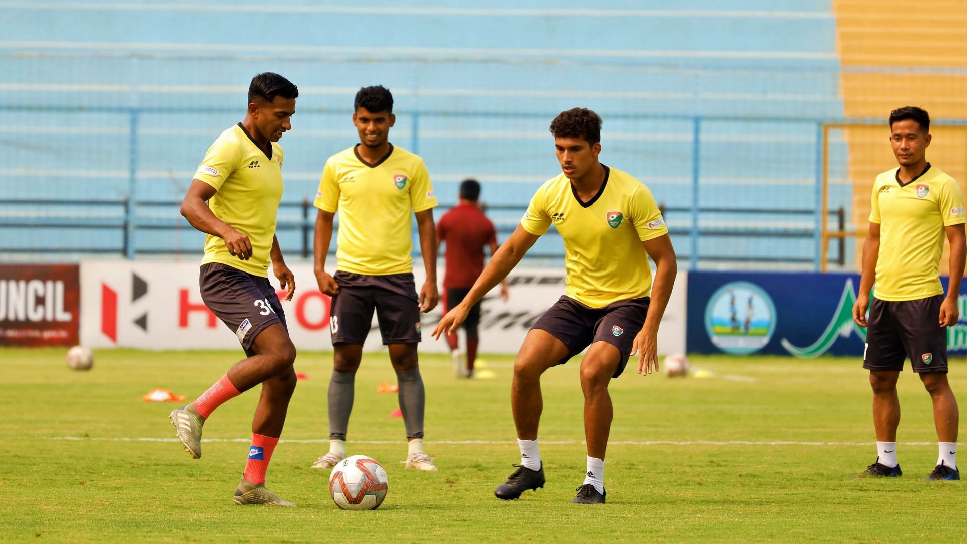 Sreenidi Deccan FC players train ahead of their upcoming I-League encounter - Image Courtesy: I-League Twitter