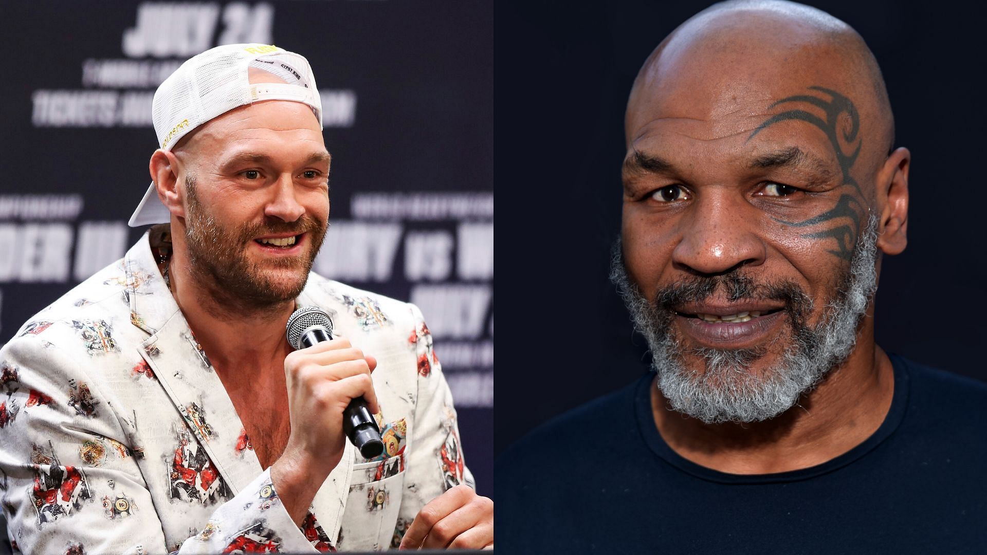 Tyson Fury (left) and Mike Tyson (right)