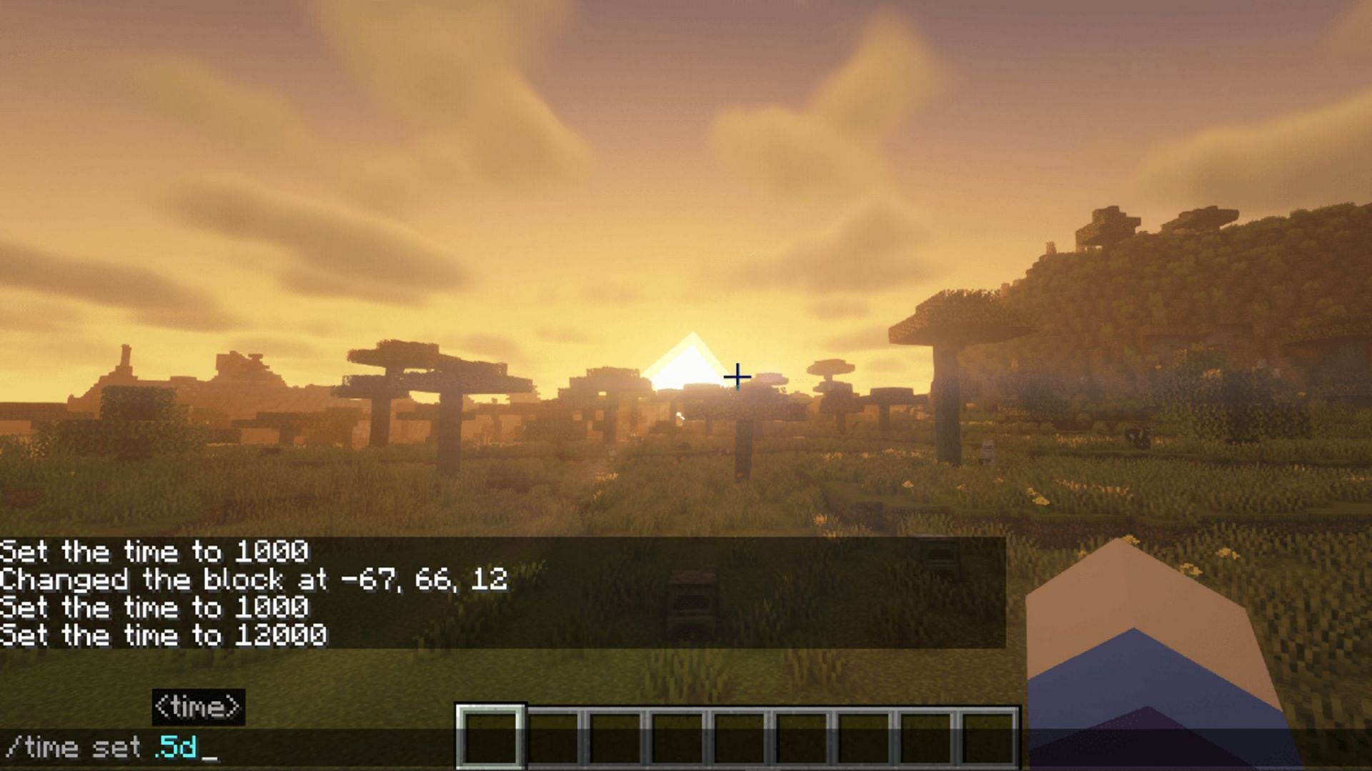 It&#039;s possible to change time instantly with the /time command (Image via Mojang)