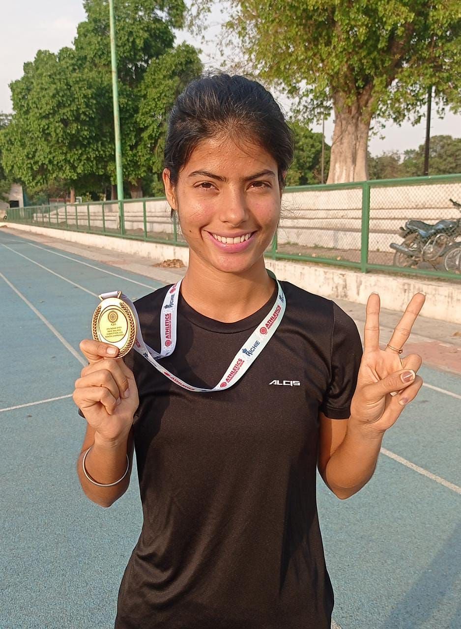 Punjab&rsquo;s Ramandeep Kaur after winning the gold medal at the ninth Indian Open National Race Walking Championships held last week in Ranchi. (Image courtesy: AFI)