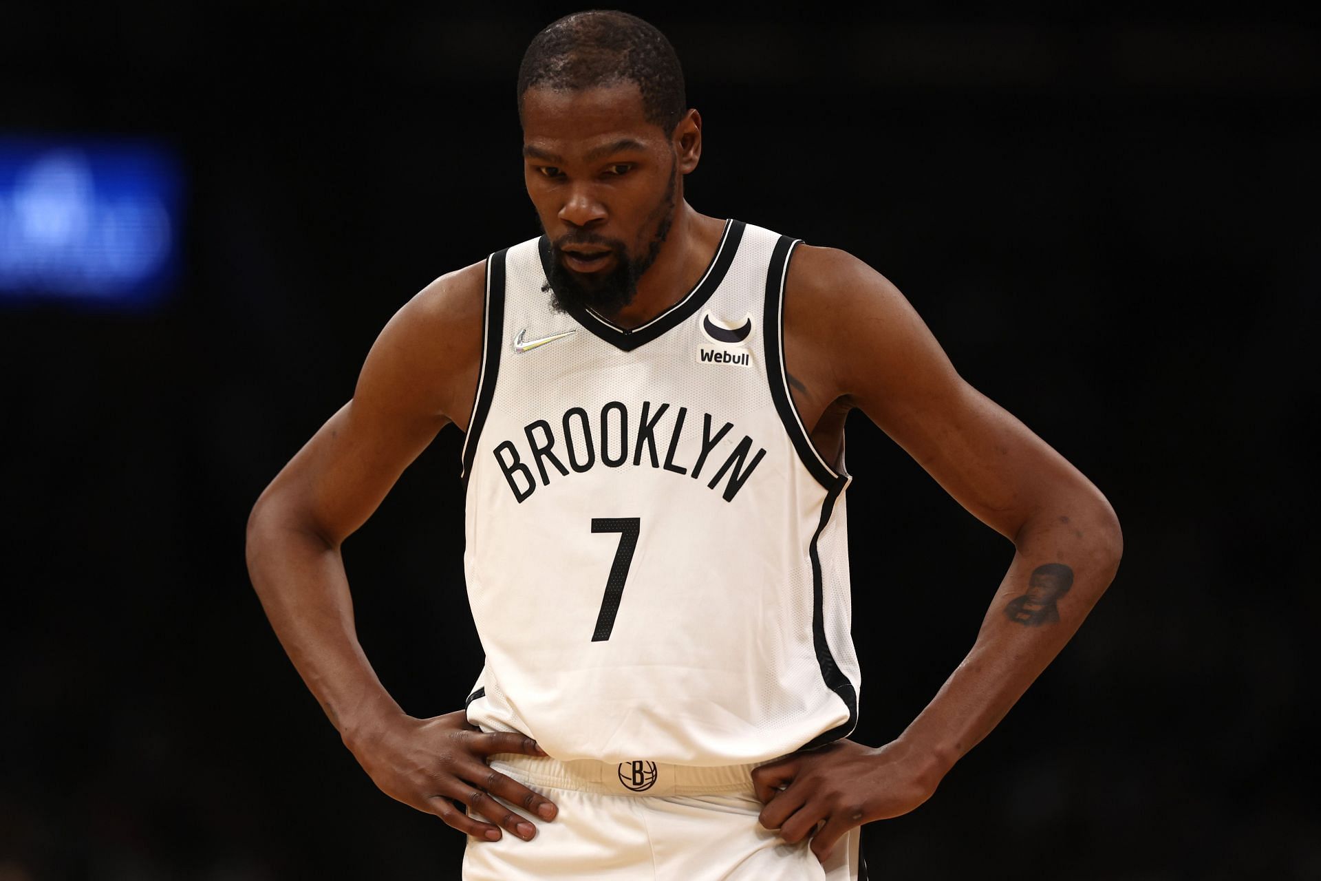 Kevin Durant in action during Brooklyn Nets v Boston Celtics - Game One