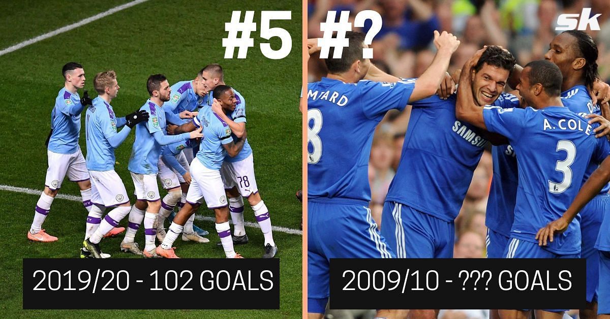 5 times EPL teams scored at least 100 goals in a season
