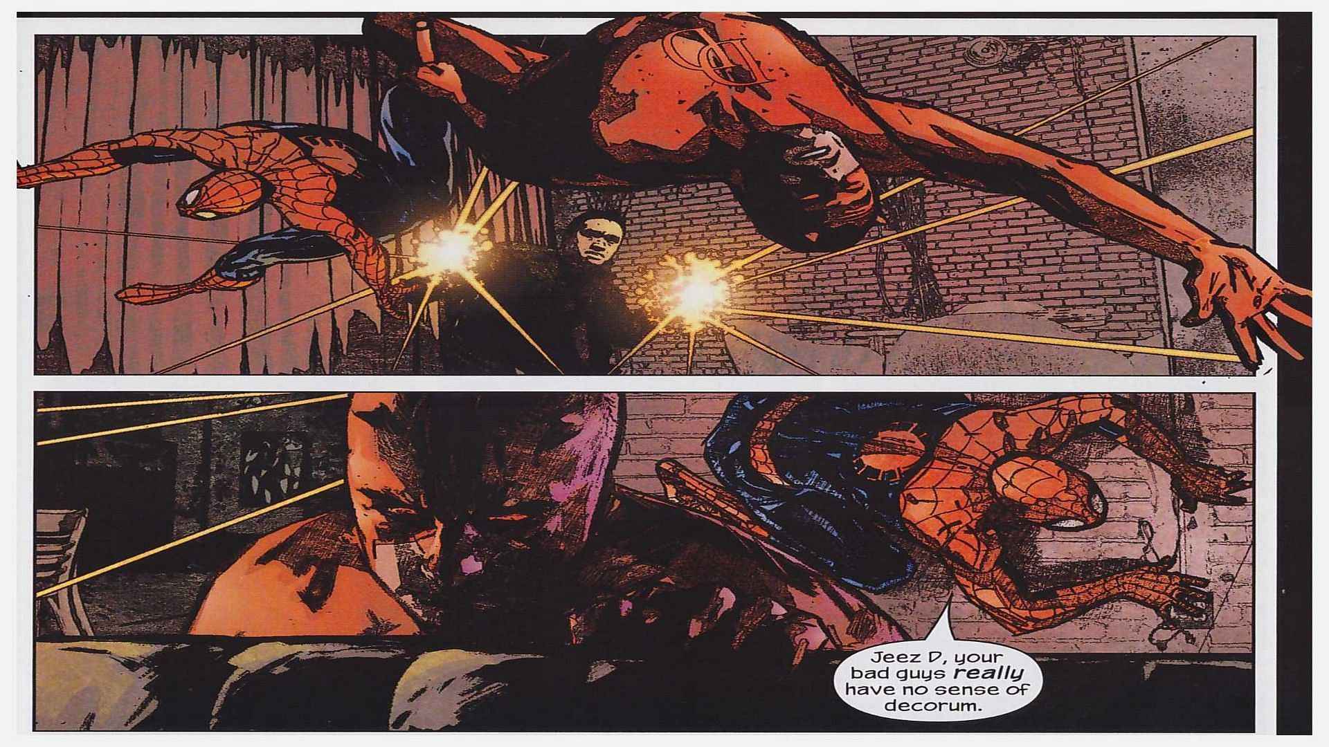 Spider-Man and Daredevil work together (Image via Marvel Comics)