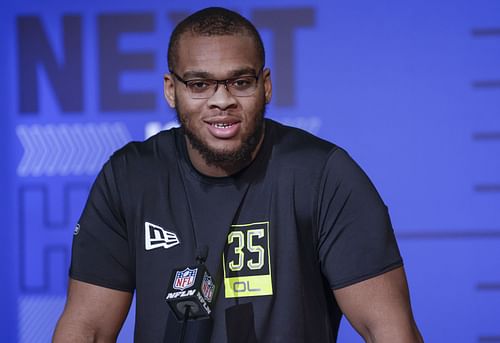 Offensive tackle Evan Neal at the NFL Combine