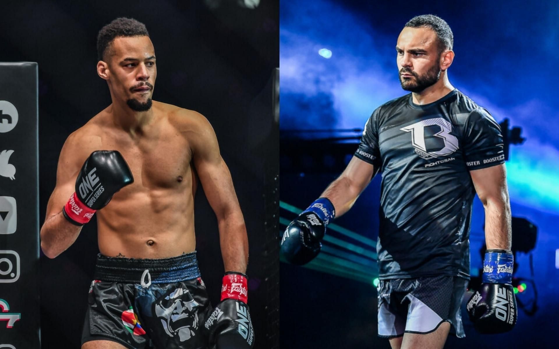 ONE lightweight kickboxing champion Regian Eersel (left) will defend his belt against Arian Sadikovic (right) at ONE 156. (Images courtesy of ONE Championship)