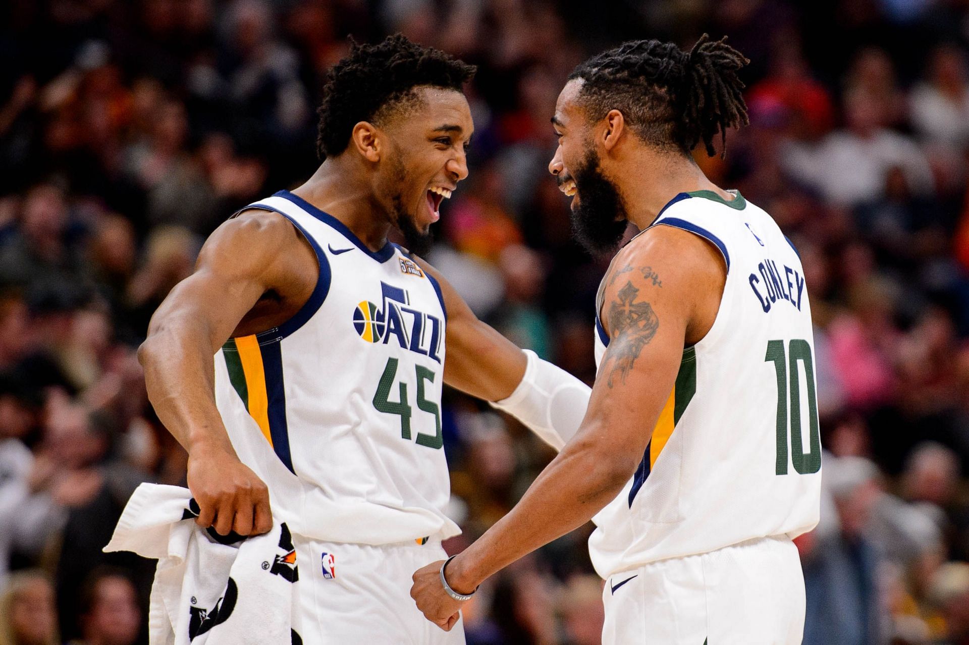 Utah&#039;s backcourt of Donovan Mitchell and Mike Conley will be crucial in the series against Dallas. [Photo: The Salt Lake Tribune]