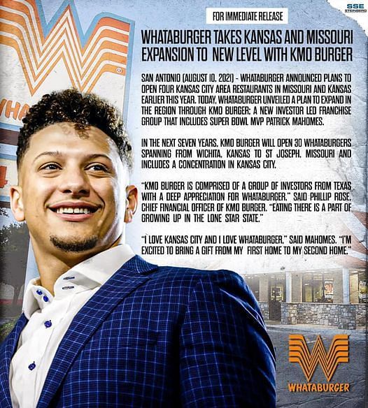 Patrick Mahomes adds new venture to plate: Whataburger franchisee