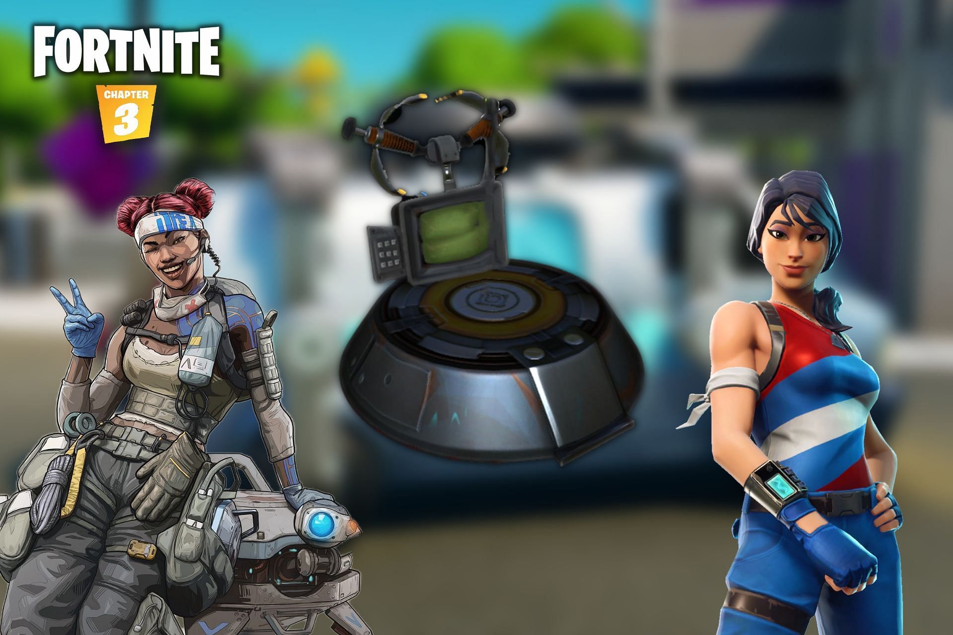Fortnite is working on a deployable reboot item that is based on Mobile Respawn Beacons from Apex Legends (Image via Sportskeeda)
