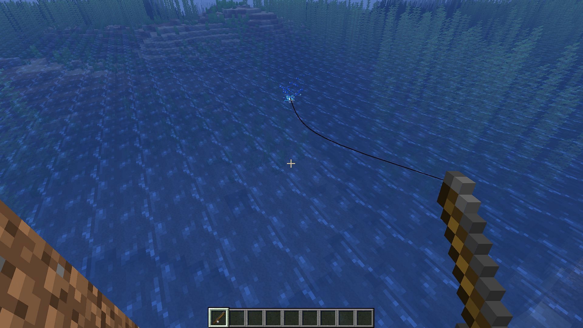 A fish on the hook (Image via Minecraft)