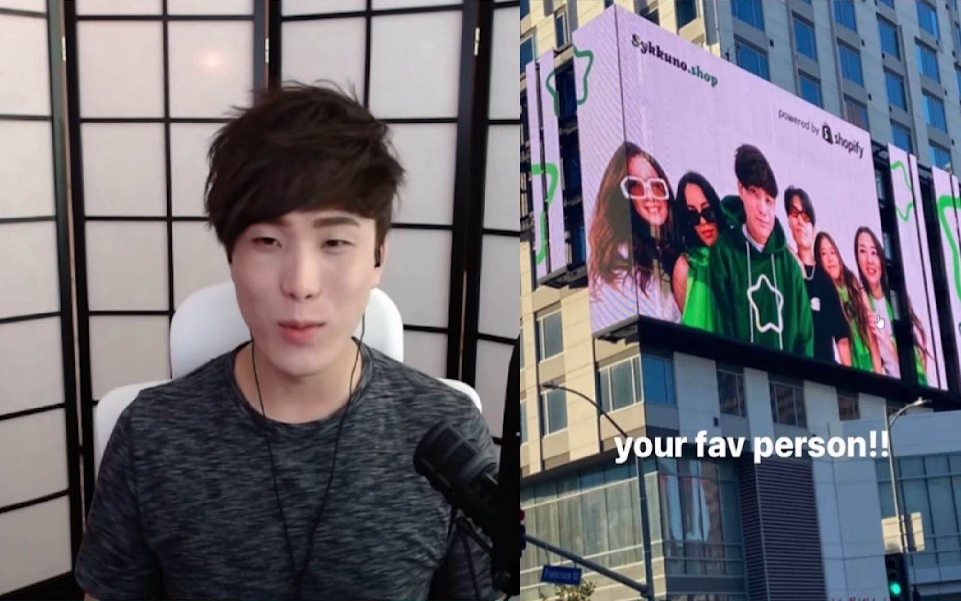 Sykkuno talks about his merch billboard (Image via Shrimpkkuno/YouTube)