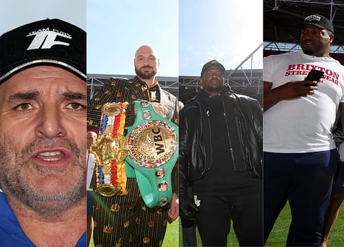 John Fury (left) Tyson Fury (left center) Dillian Whyte (right center) Dean Whyte (right)