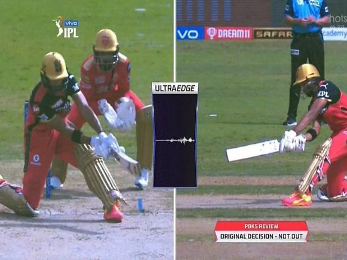 Devdutt Padikkal, who clearly edged the ball was given not out by the TV umpire. (Source: Star Sports)