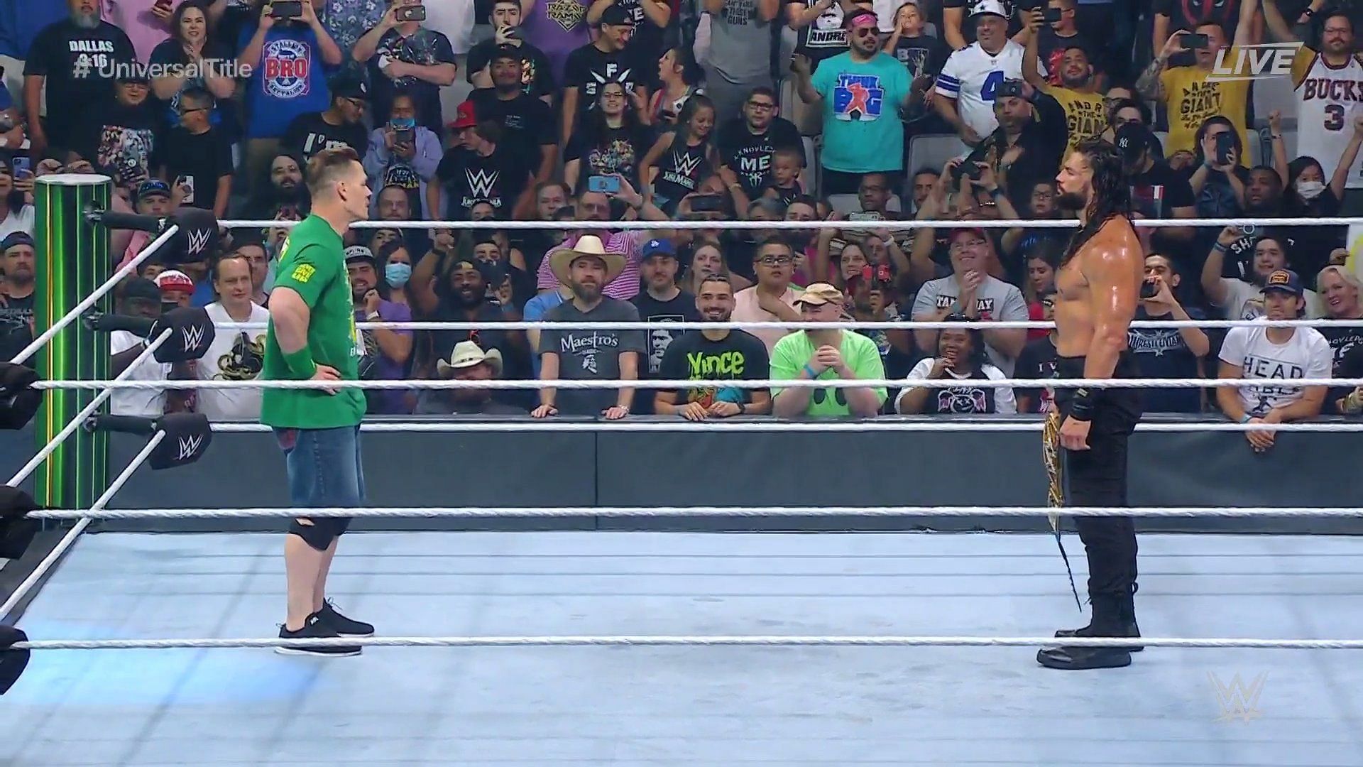 John Cena stares down the Tribal Chief after returning at MITB 2021