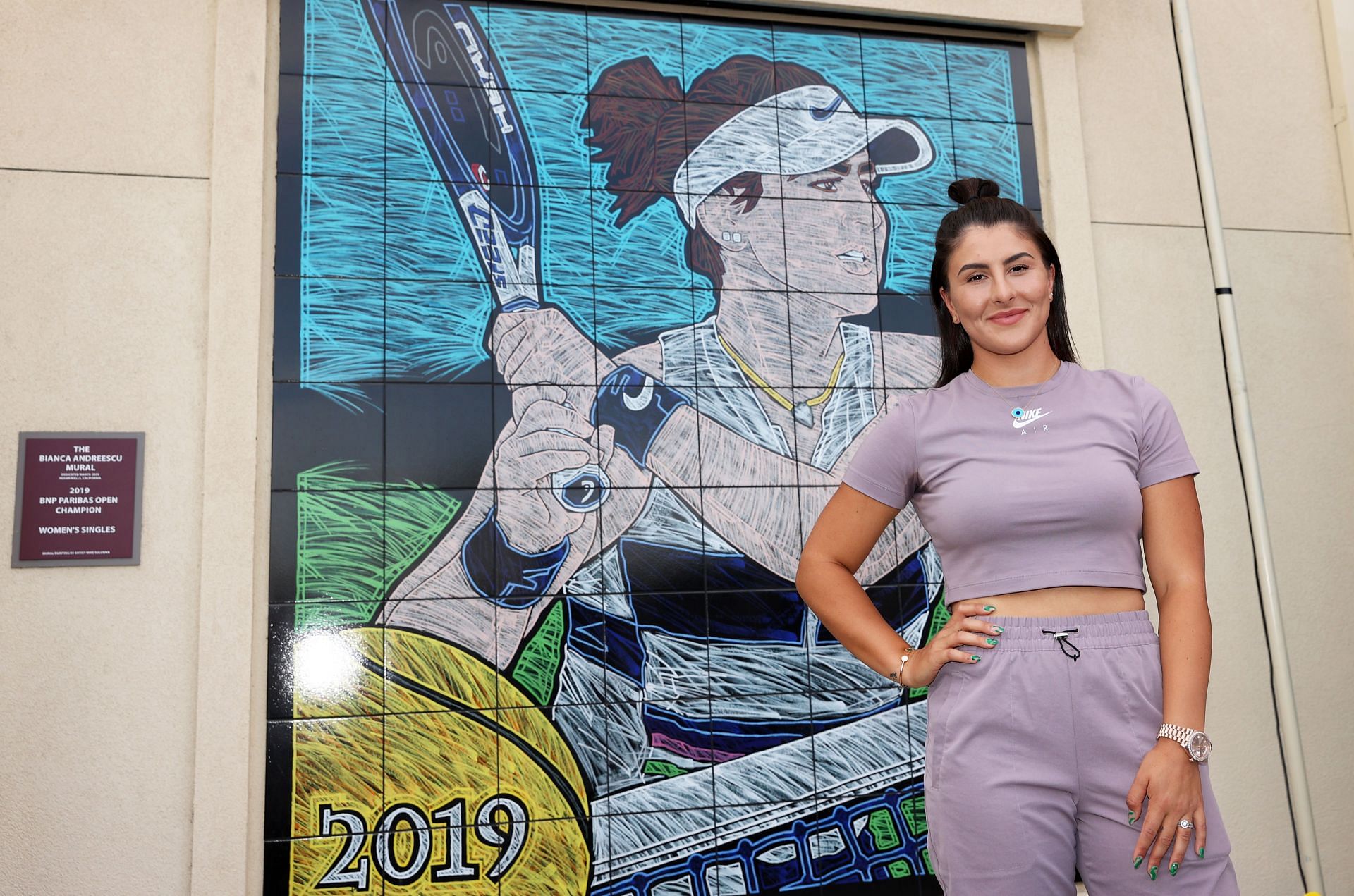 Andreescu at the 2021 Indian Wells Open.