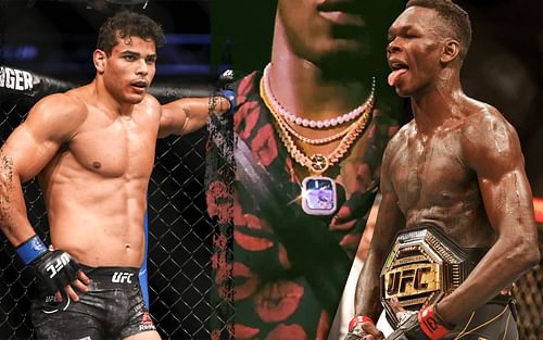 Paulo Costa (L), Israel Adesanya's NFT  (C), and Adesanya (R) [Center image via Twitter @stylebender]