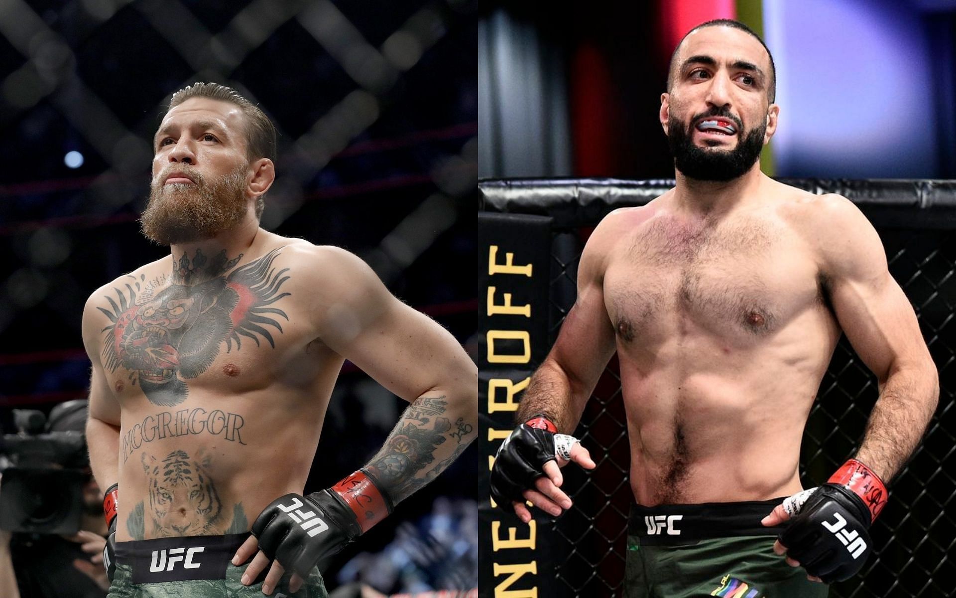 Conor McGregor (left), Belal Muhammad (right) [Sources: mmajunkie, Bloody Elbow]