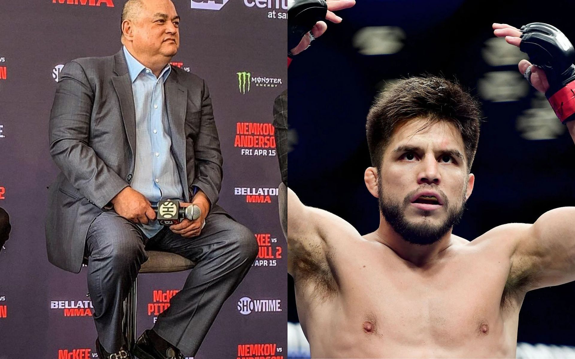 Scott Coker (left) and Henry Cejudo (right) [Images courtesy of @ajmckee101 Instagram and Getty]
