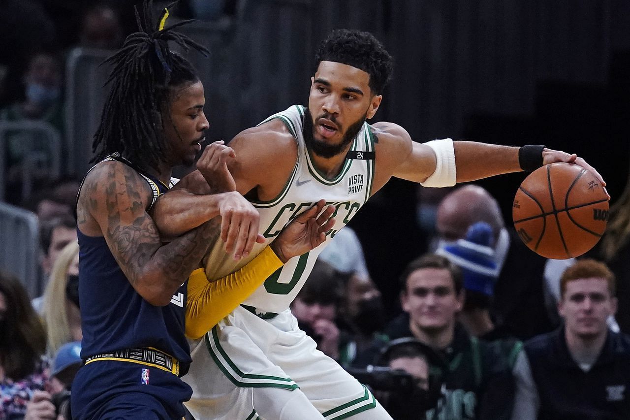 Jayson Tatum of the Boston Celtics against Ja Morant of the Memphis Grizzlies [Source: AP]