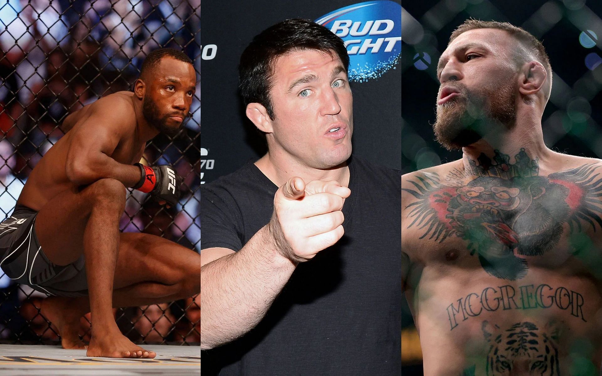 Leon Edwards (Left), Chael Sonnen (Middle), and Conor McGregor (Right) (Images courtesy of Getty)