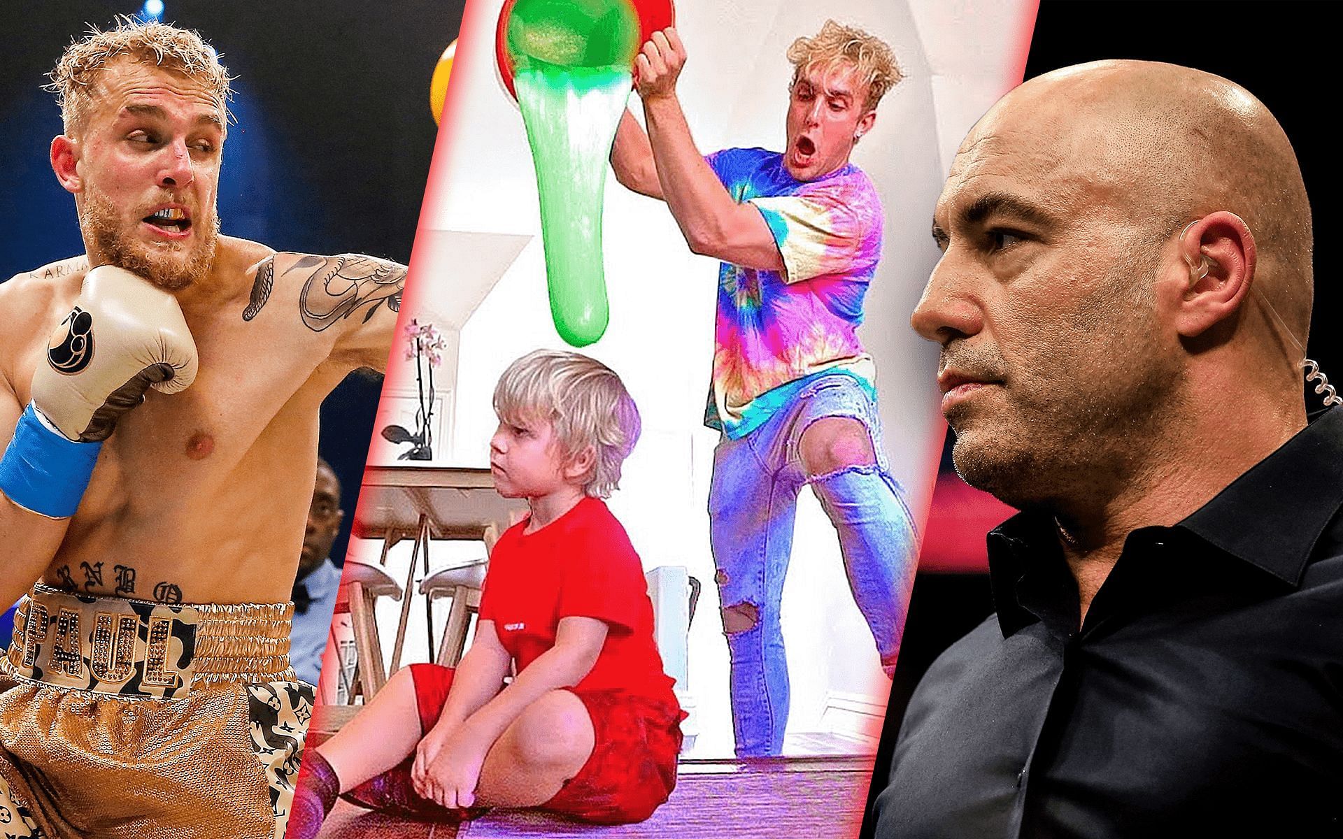Jake Paul and Joe Rogan [Image in the middle courtesy - Jake Paul on YouTube; images on extreme left and right courtesy - Getty]