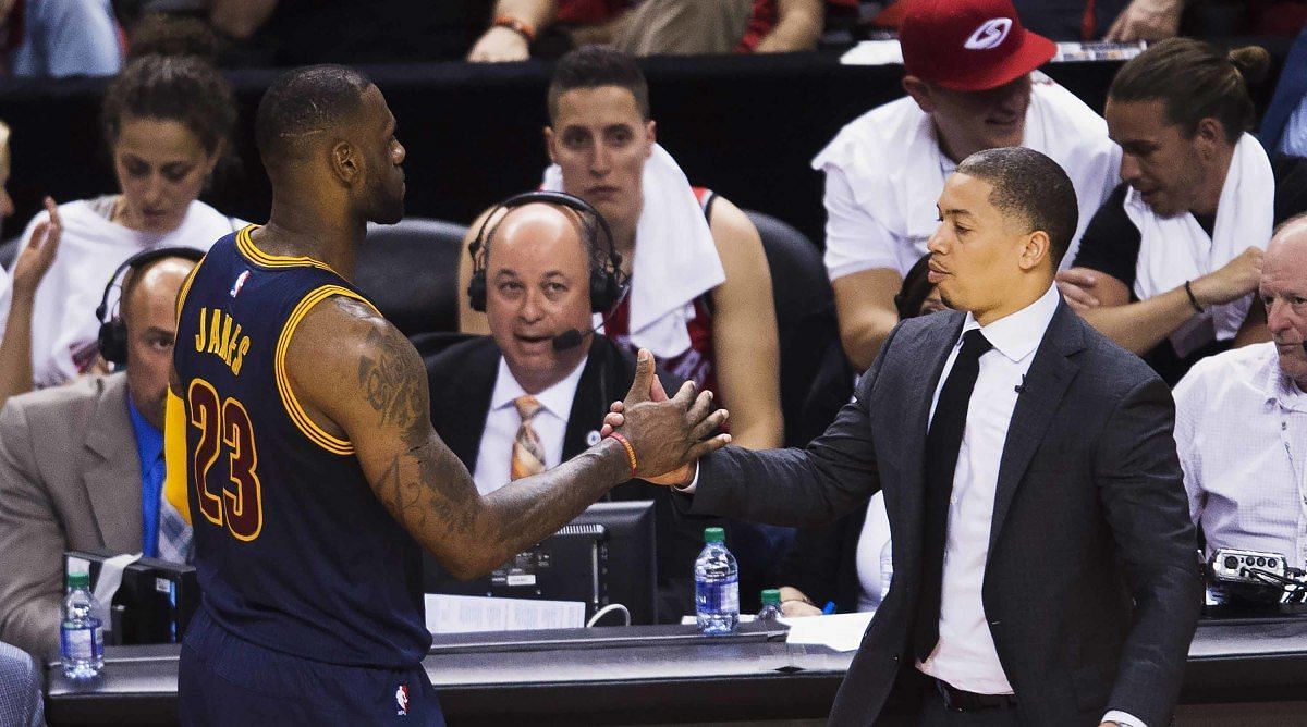 LeBron James and Tyronn Lue during the Cleveland Cavaliers days