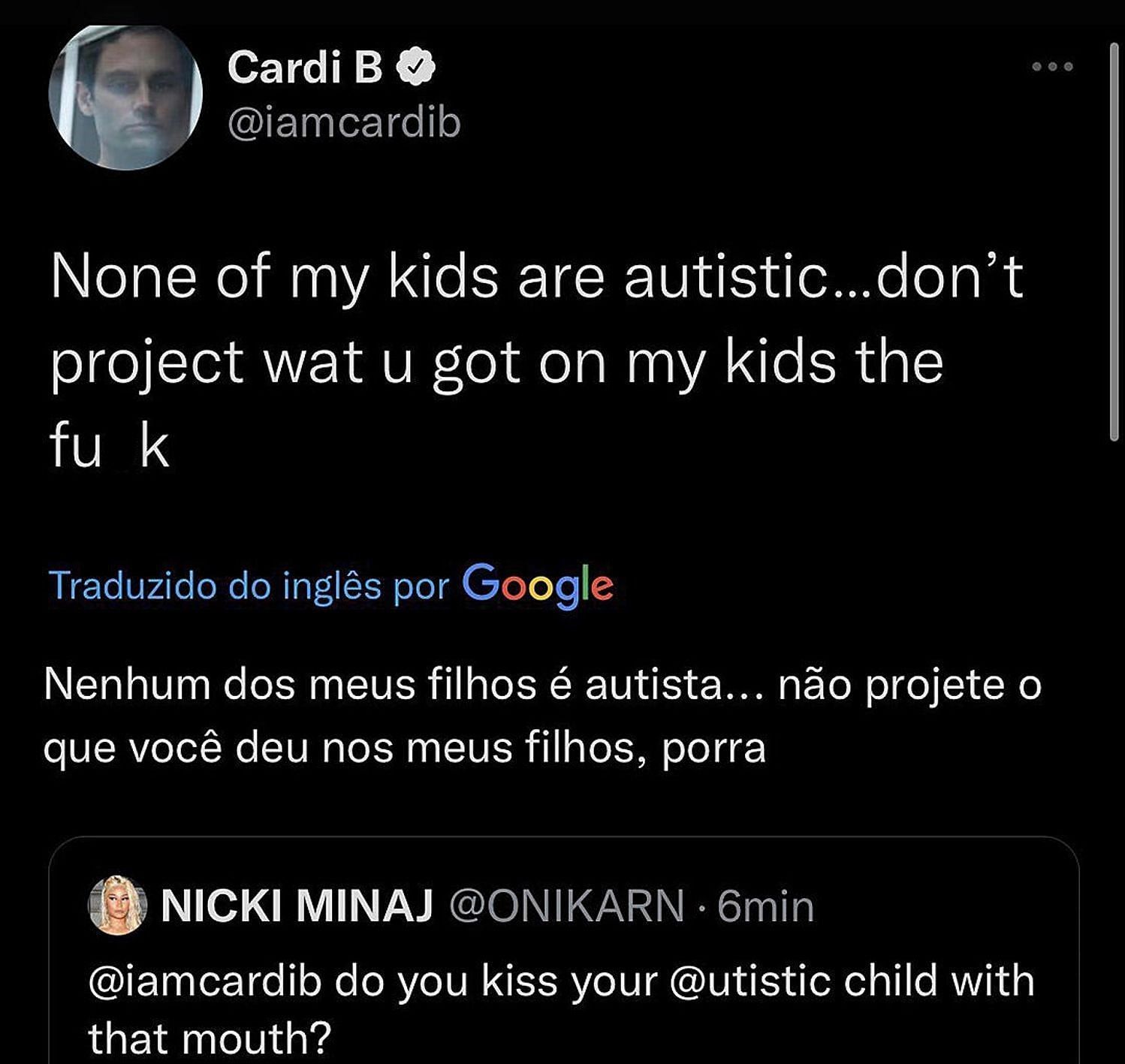 Cardi B responds to her child being called autistic (Image via Twitter)