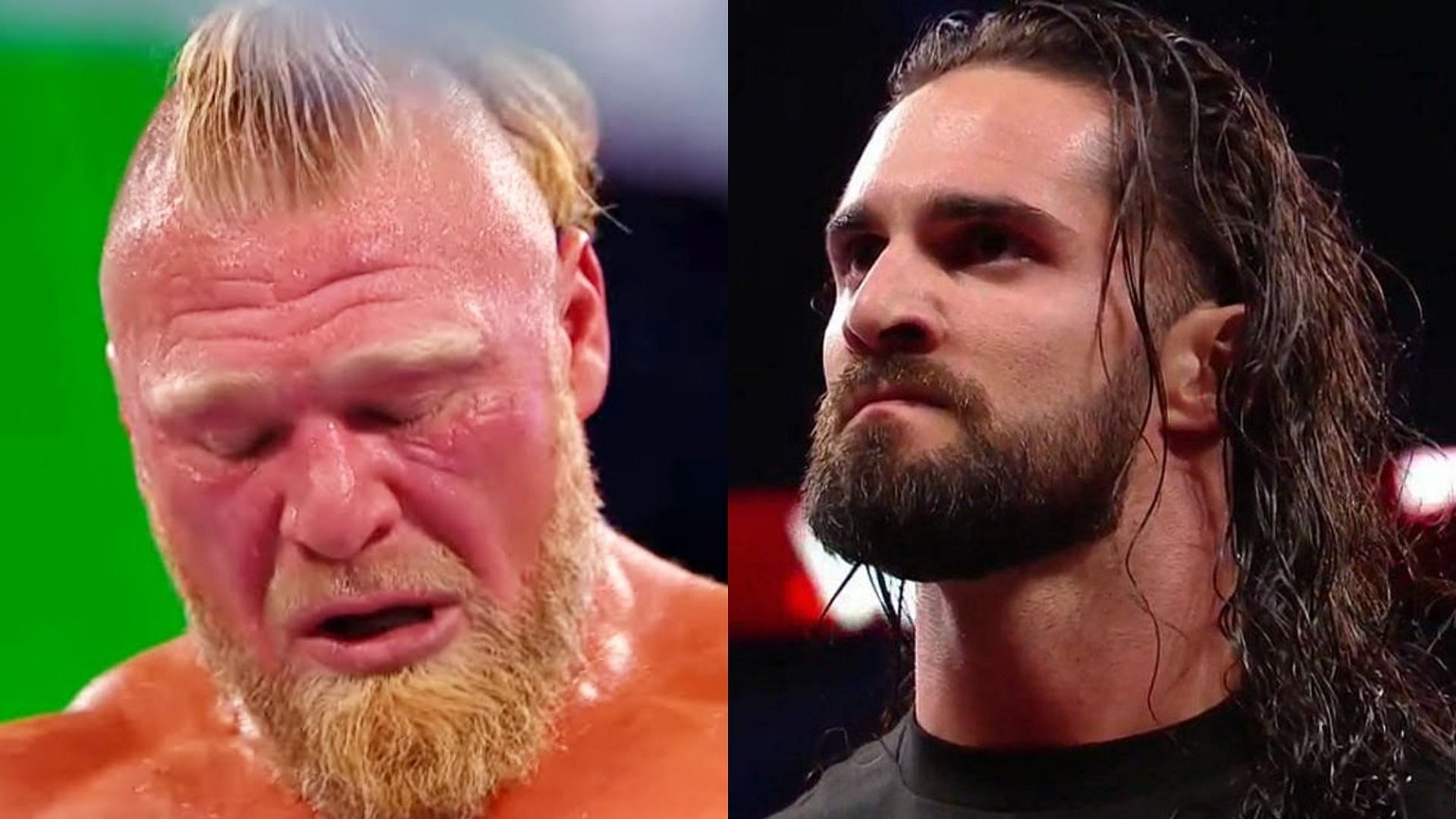 Brock Lesnar (left); Seth Rollins (right)