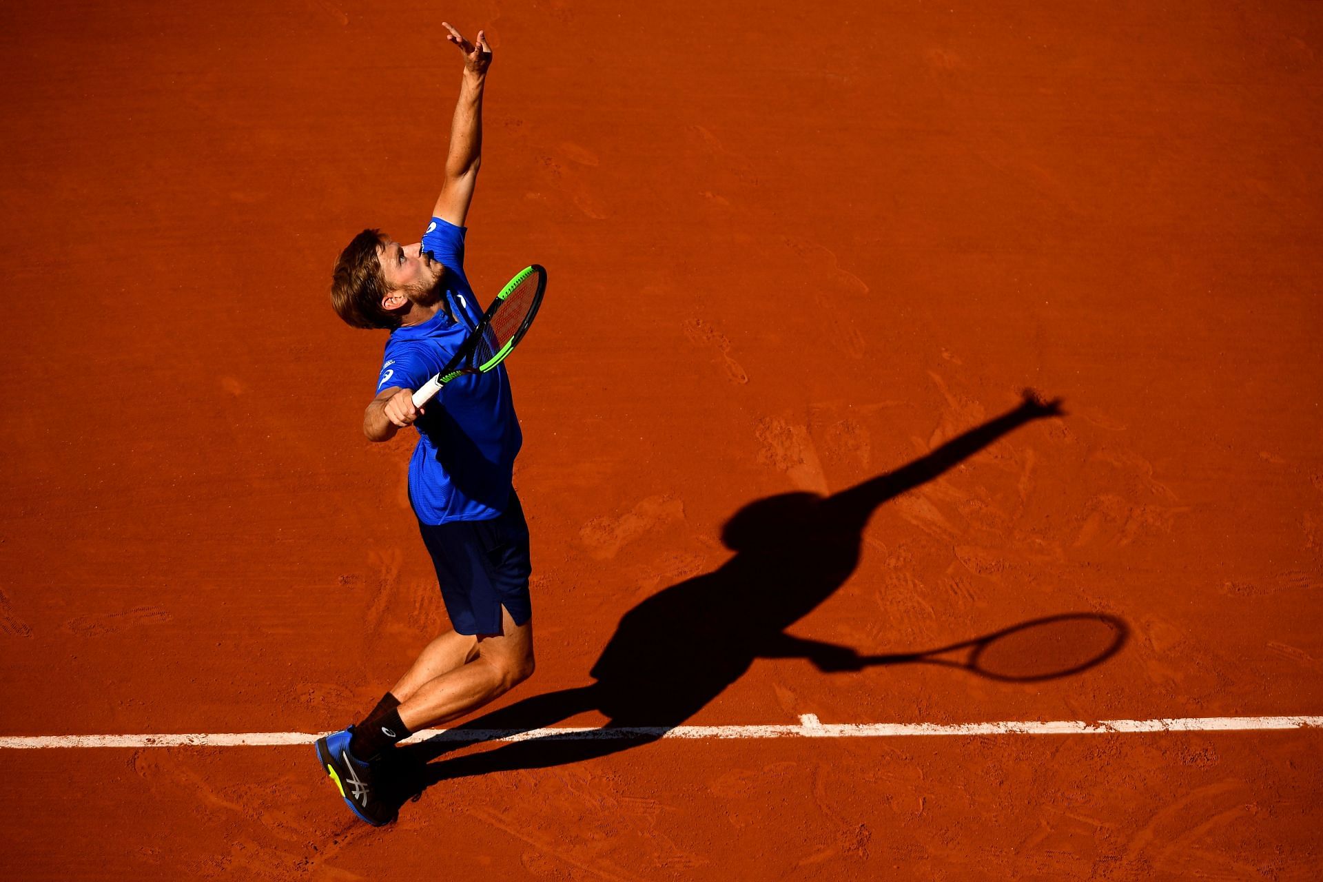 David Goffin in action against Nadal at the 2019 French Open