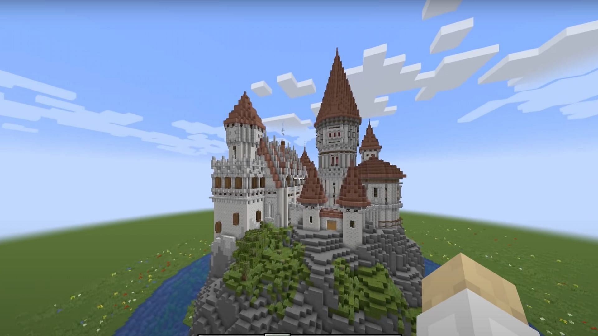 Players of Minecraft can build an amazing looking castle using Calcite for a nice white look (Image via SmallishBeans/YouTube)
