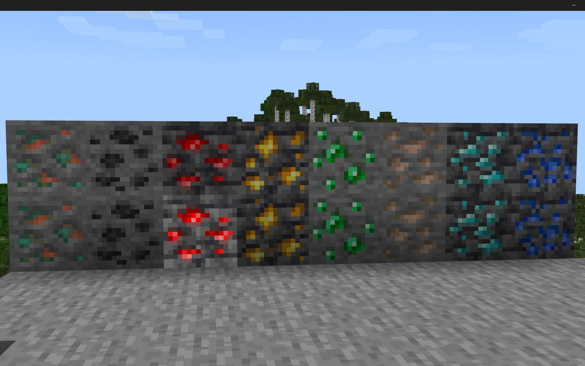 All types of overworld ores (Image via Mojang)