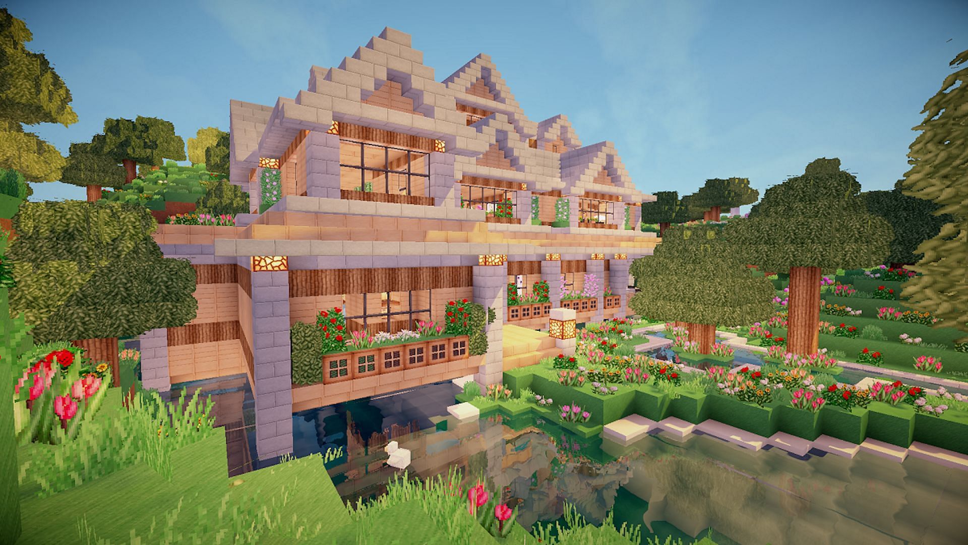 A beautiful Minecraft house (Image via Mojang)
